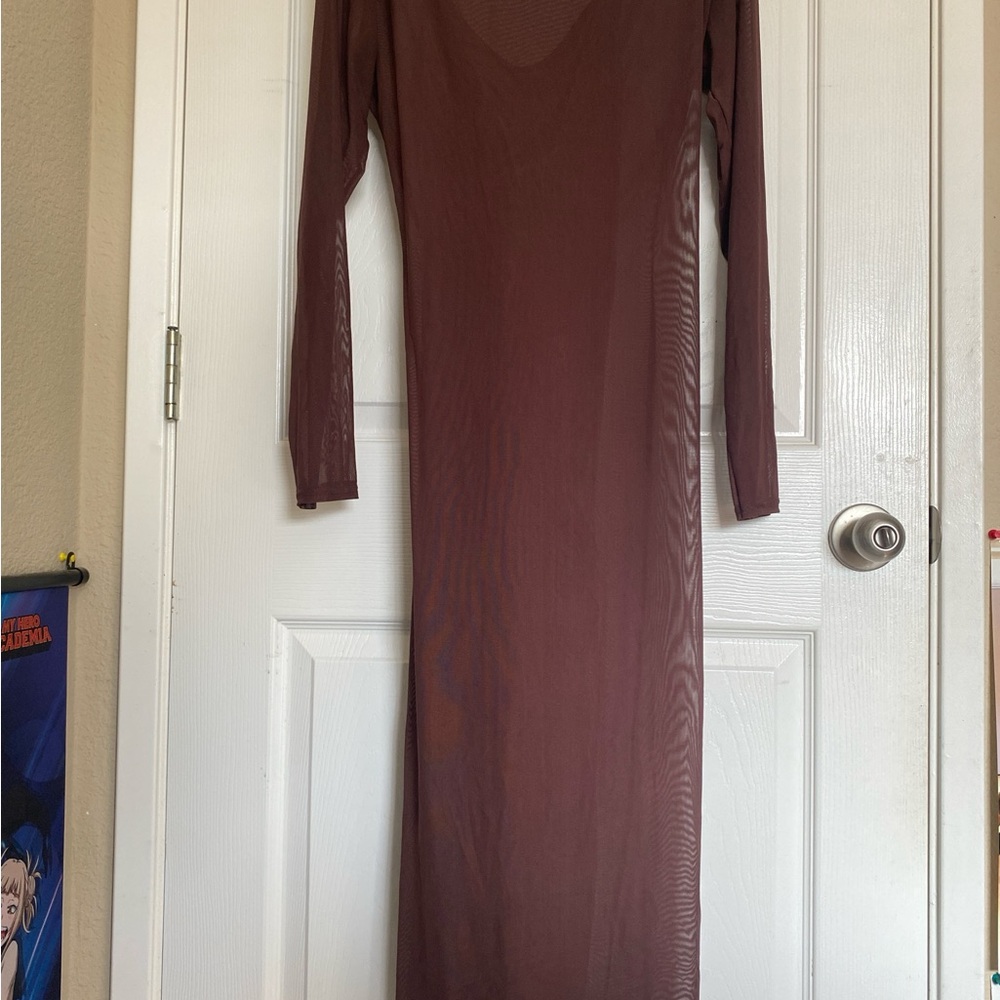 Elegant Brown Long Sleeve Dress